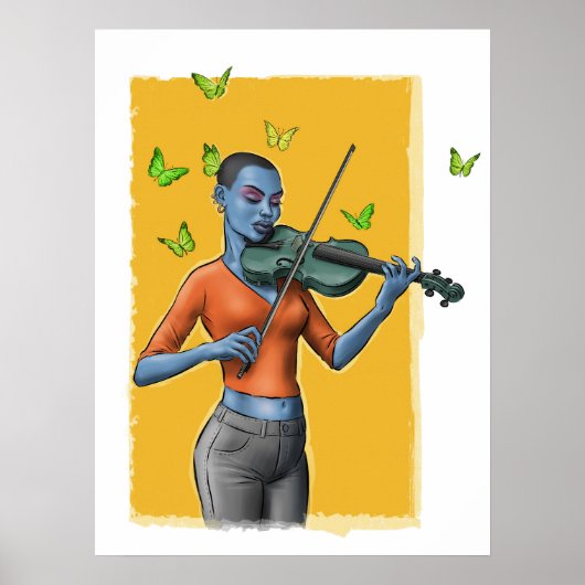 Fiddler Girl - Surreal Violin Art Poster (No文字) ポスター (正面)