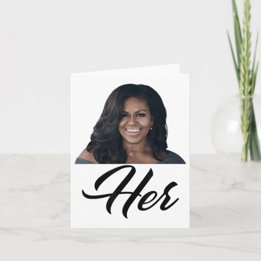 Fiddlesticks Tees Woens Her Michelle Obama – 青 カード (正面)