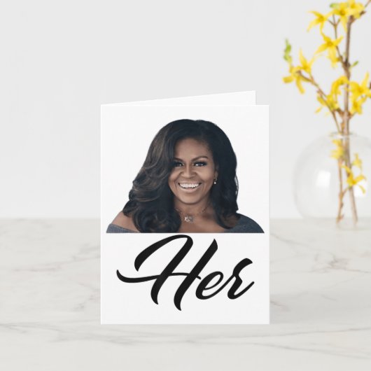Fiddlesticks Tees Woens Her Michelle Obama – 青 カード (黄色い花)