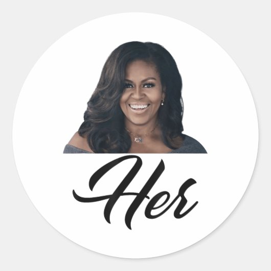 Fiddlesticks Tees Woens Her Michelle Obama – 青 ラウンドシール (正面)