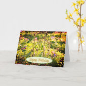 Fiddletheadsと花の誕生日 カード (黄色い花)