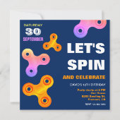 Fidget Spinner Birthday Party招待 招待状 (正面)