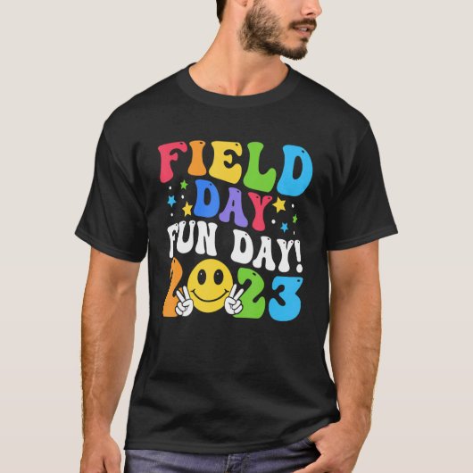 Field Day Fun Day 2023 Groovy Hippie School Sports Tシャツ (正面)