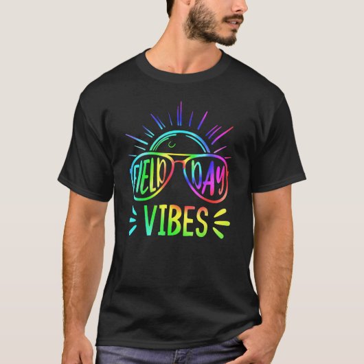 FIELD DAY VIBES 2023 Teacher Kids Groovy Tie Dye H Tシャツ (正面)
