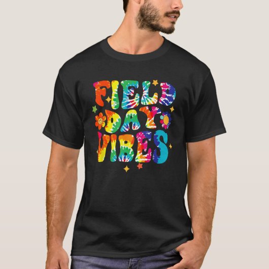 Field Day Vibes Hippie Tie Dye Last Day Of School  Tシャツ (正面)