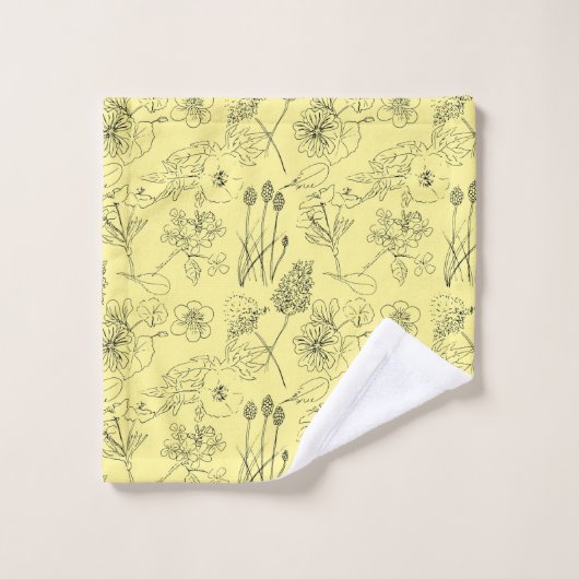 Field flowers, hand-painted in watercolour バスタオルセット (ウォッシュタオル)
