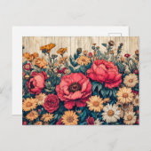 Field Flowers in Bright Summer Colors ポストカード (正面/裏面)
