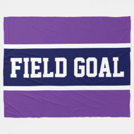 FIELD GOAL Royal Purple White Navy Blue Stripes フリースブランケット