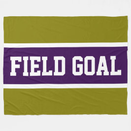 FIELD GOAL Sporty Deep Purple White Olive Stripes フリースブランケット