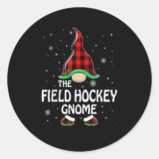 Field Hockey Gnome Buffalo Plaid Matching Family C ラウンドシール