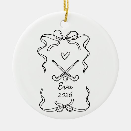  Field Hockey Ornament, Christmas Coquette  セラミックオーナメント (正面)
