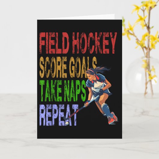 Field Hockey Score Goals Take Naps Repeat カード (黄色い花)