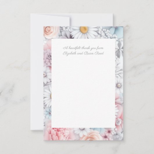 Field of Blooms Elegant Muted Classic Floral サンキューカード (正面)