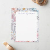 Field of Blooms Elegant Muted Classic Floral ノートカード (正面/裏面インサイチュ)