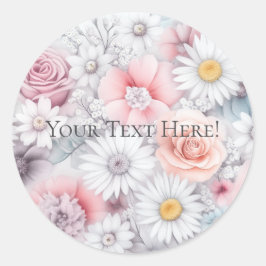 Field of Blooms Elegant Muted Classic Floral ラウンドシール