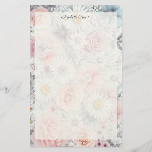 Field of Blooms Elegant muted Classic Floral 便箋 (正面)