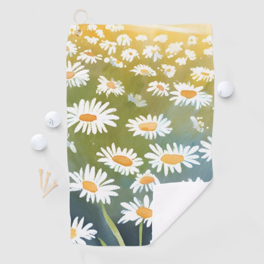 Field of Daisies | Flower Meadow Floral Painting  ゴルフタオル (インサイチュ)