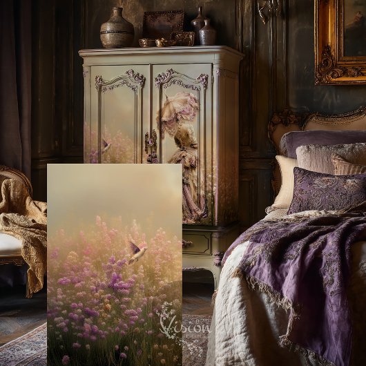 Field of dreams, Bird Flying, Dusty  Plum Floral 薄葉紙