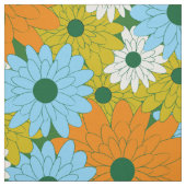 Field of Flowers Green Retro Print ファブリック (見本)