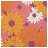 Field of Flowers Pink Retro Print ファブリック (見本)