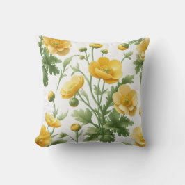 Field of yellow poppies Pillow クッション