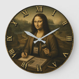 Field Reporter Funny Mona Lisa Journalist Gift ラージ壁時計