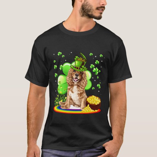 Field Spaniel Dog St Patricks Day Tシャツ (正面)