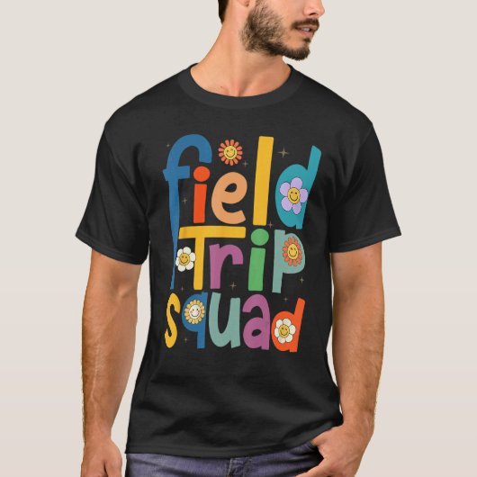 Field Trip Squad Groovy Retro Field Day 2023 Teach Tシャツ (正面)