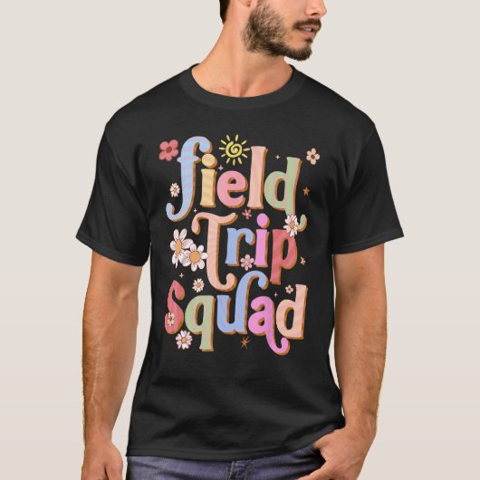 Field Trip Squad Groovy Retro Field Day 2023 Teach Tシャツ (正面)