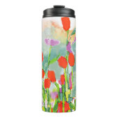 Field WatercolorThermal Tumblerの赤いワイルドフラワー タンブラー (正面)