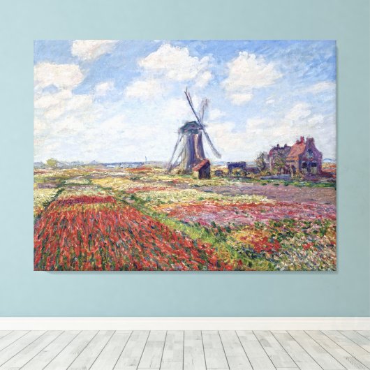 Fields of Tulip, by Claude Monet キャンバスプリント (インサイチュ (ウッドフロア))