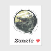 Fierce Alligator Swamp Illustration Art シール (シート)