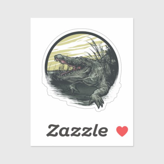 Fierce Alligator Swamp Illustration Art シール (シート)
