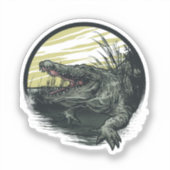 Fierce Alligator Swamp Illustration Art シール (正面)