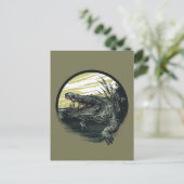 Fierce Alligator Swamp Illustration Art ポストカード (スタンド正面)