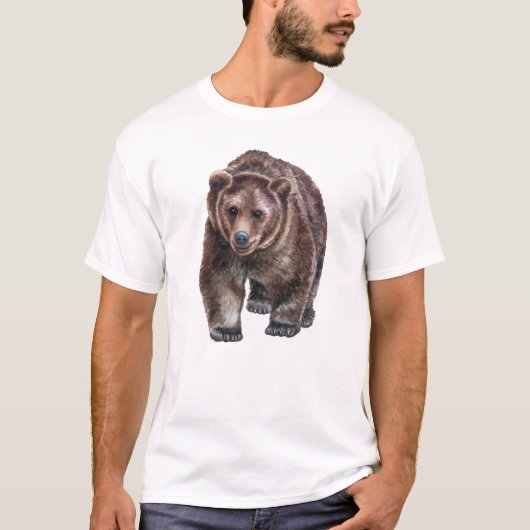 Fierce Bear Head Roaring Mascot Graphic Tee Tシャツ (正面)