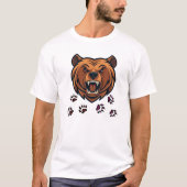 Fierce Bear Head Roaring Mascot Graphic Tee Tシャツ (正面)