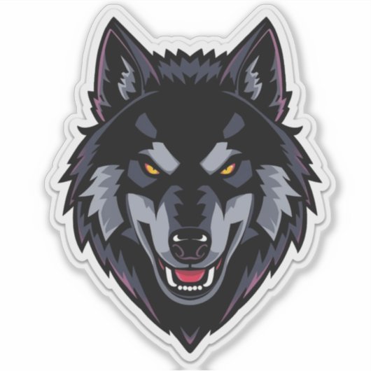 Fierce Black Wolf with Red Eyes Sticker – Dark Got シール (正面)