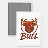 Fierce Bull Head Logo, Creative Mascot BULL マグネット (正面/裏面)