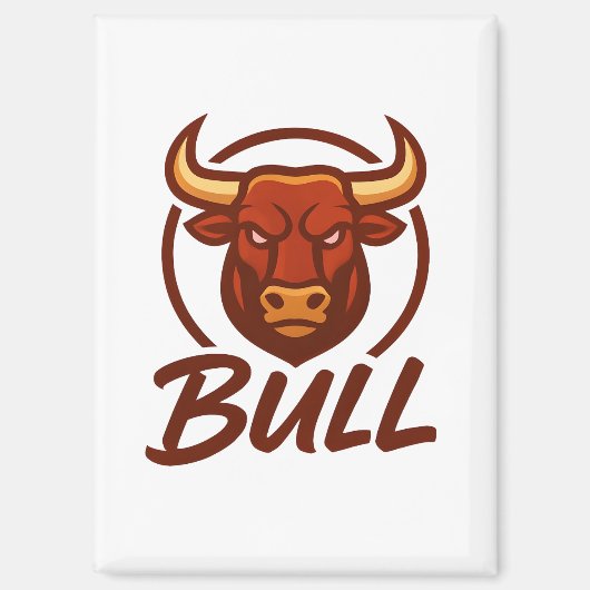 Fierce Bull Head Logo, Creative Mascot BULL マグネット (正面)