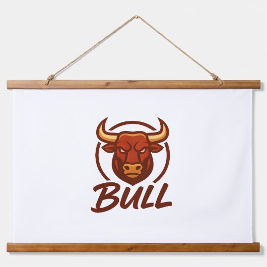 Fierce Bull Head Logo, Creative Mascot BULL 吊り下げ型タペストリー (正面)