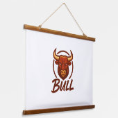 Fierce Bull Head Logo, Creative Mascot BULL 吊り下げ型タペストリー (傾斜あり)