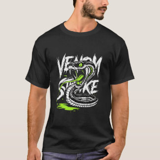 Fierce Coiled Snake with Venom Strike Text Cartoon Tシャツ