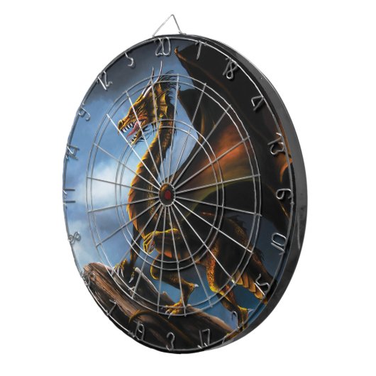 Fierce Copper Gold Black Dragon Fantasy ダーツボード (正面右)