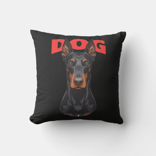 Fierce Doberman Dog Pillow – Strong and Elegant Gu クッション (正面)