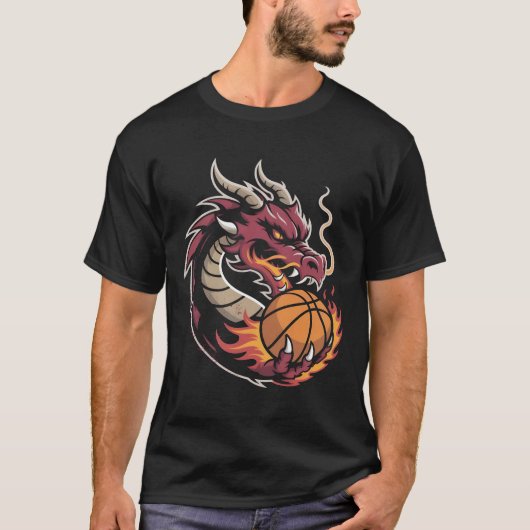 Fierce Dragon Basketball Mascot Sports Team Spirit Tシャツ (正面)