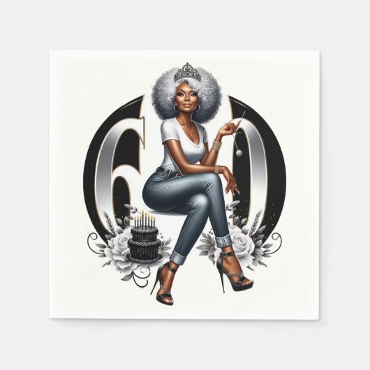 Fierce & Fabulous at 60 スタンダードカクテルナプキン (正面)