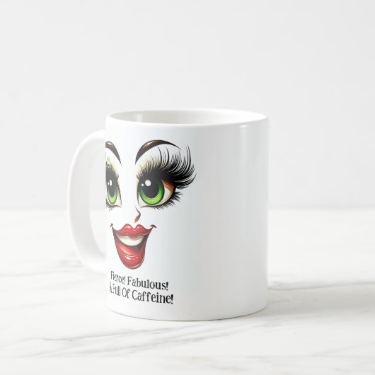 Fierce, Fabulous Eyes Funny Face コーヒーマグカップ (正面左)