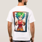 Fierce Fighter Girl – Anime Warrior Art Tシャツ (裏面)