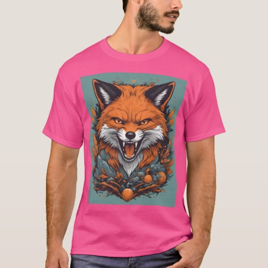 Fierce Fox with Floral Accents Tシャツ (正面)